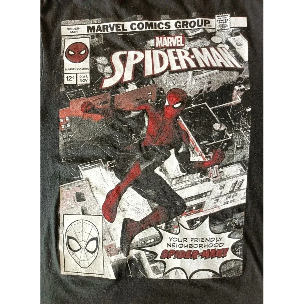 Marvel Comic Spiderman T-Shirt Men's Size Medium Black Graphic Black Shirt